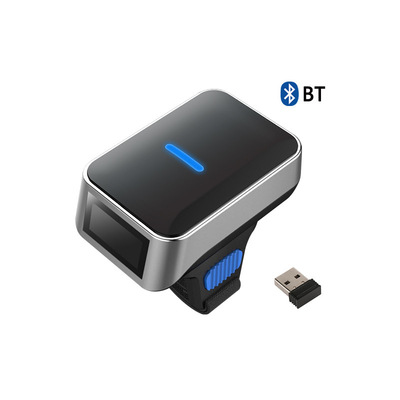 Mini 1D 2D CMOS Kablosuz Barkod Tarayıcısı Giyilebilir Bluetooth Yüzük Parmak QR Kod Tarayıcısı